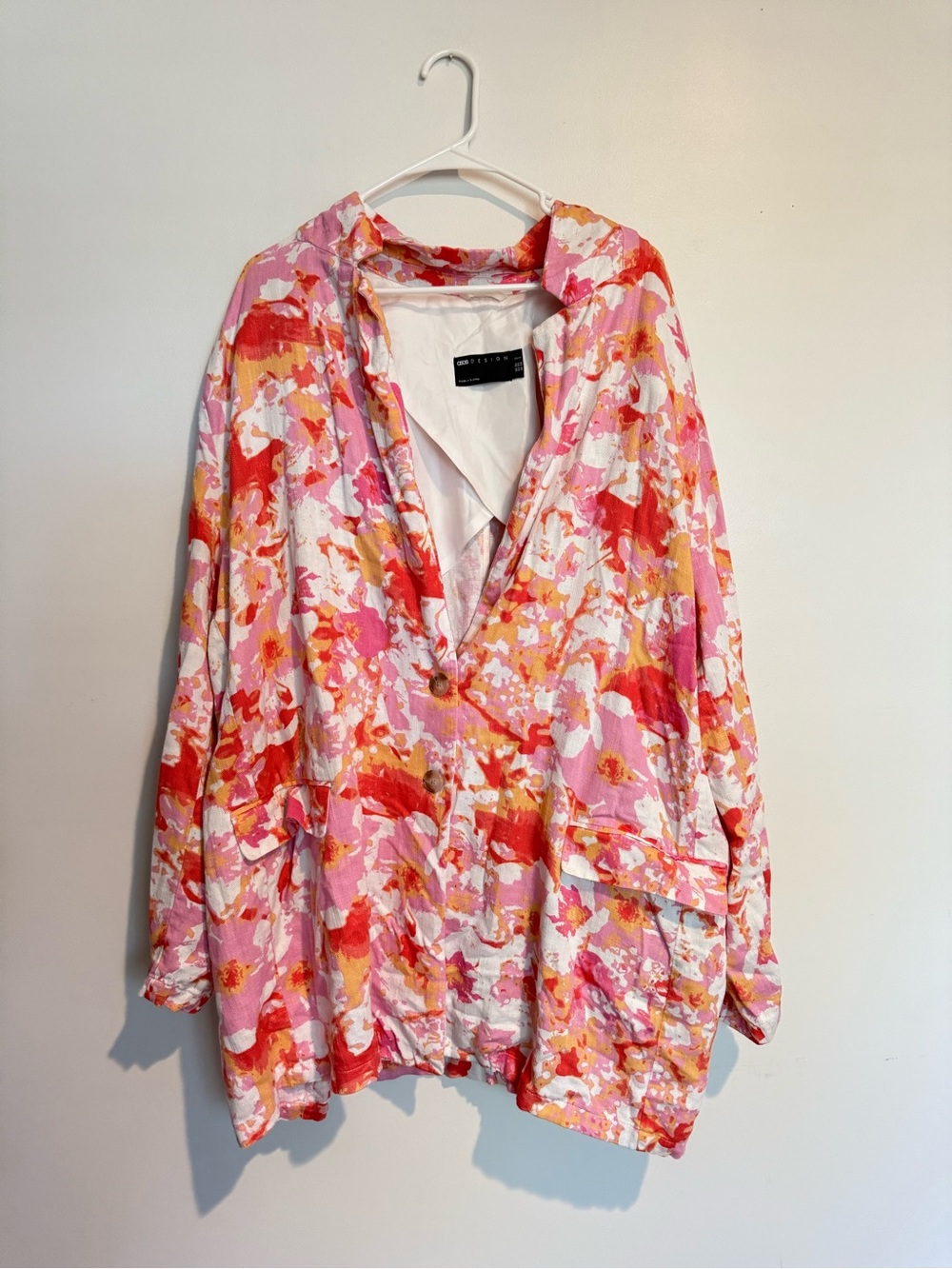 ASOS DESIGN Curvy linen printed dad suit blazer